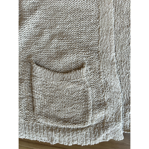 Aerie Womens Open Weave Beige Knit Oversized Cardigan - Picture 3 of 6